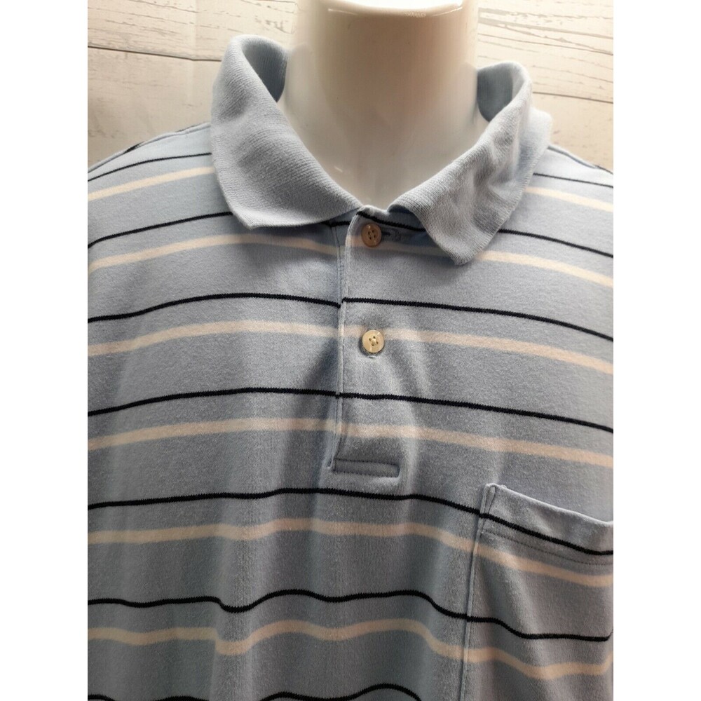 Munsingwear Golf Polo Shirt Pocket Mens Striped Blue White Sz XL